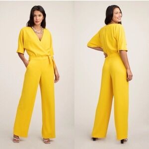 Trina Turk Kai Tie-Waist Wide Leg Jumpsuit Yellow